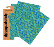 Decopatch Papers - Pack of 3 sheets - 11 3/4 x 15 3/4 - Blue/Green Ornamental