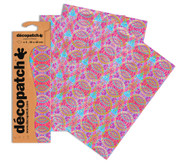 Decopatch Papers - Pack of 3 sheets - 11 3/4 x 15 3/4 - Red/Blue Ornamental