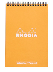 Rhodia Wirebound Notepad - Dot grid 80 sheets - 6 x 8 1/4 - Orange cover