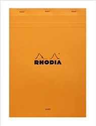 Rhodia Staplebound Notepad - Lined w/ margin 80 sheets - 8 1/4 x 11 3/4 - Orange cover