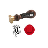 Herbin Brass Seal for wax - Vintage Retro alphabet w/ wood handle - Initial Letter "C"