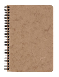 Clairefontaine Basic Wirebound Notebook w/ 3 pockets - Ruled 60 sheets - 6 x 8 1/4 - Tan