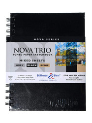 Stillman & Birn Nova Trio Series - Wirebound Sketchbook - Portrait 6 x 8 - 150gsm Beige/Grey/Black Paper
