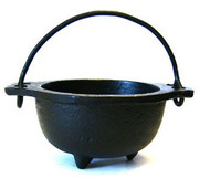 New Age Cast Iron Cauldron for smudging, Incense Burning, Ritual Purpose (5" D 3" H)
