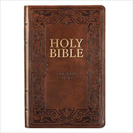 KJV Holy Bible - Standard Bible - Brown Faux Leather Bible w/Ribbon Marker and Thumb Index, Red Letter Edition, King James Version