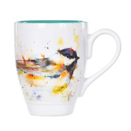 Chickadee Watercolor Blue On White 12 Ounce Glossy Stoneware Mug With Handle