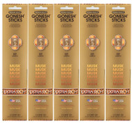 Gonesh Incense Sticks Extra Rich Collection - Musk 5 Packs (100 Total)