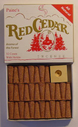 Paine's Red Cedar - 32 Cones With Holder - Real Wood Incense