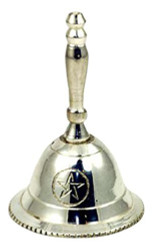 New Age Altar Bell with Pentagram Design, 3 inches tall