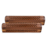 2 Pack - Incense Stick Holder - Coffin Style - Wood Incense Stick Burner - Handcarved (Natural)