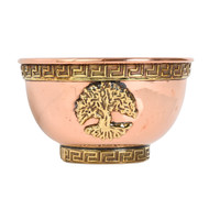 Tree of Life Copper Offering Bowl for Altar Use, Rituals, Incense, Smudging, and Decoration 3 Inches