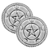 Altar Tile Silver Plated Round - 2 Pack - 3 Inches (Crescent Moon Pentacle)
