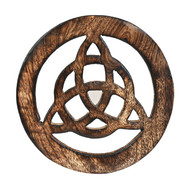 Altar Tile Wooden Carved Round - Single - 4 Inches (Triquetra)
