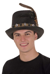 Jacobson Hat Company Men's 6 Inch Deluxe Voodoo Witch Doctor Hat with Green Satin Band,Black,One size