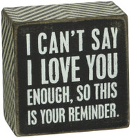 Primitives by Kathy Chevron Trimmed Box Sign, 3 x 3-Inches, I Love You