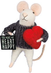Primitives by Kathy Box Sign Mouse - Heart Happy Size: 4.50" Tall