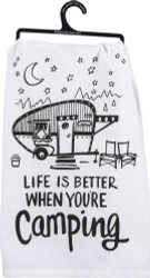 Primitives by Kathy LOL Made You Smile Tea Towel, 28" Square, Better When You're Camping