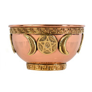 Triple Moon Copper Offering Bowl for Altar Use, Rituals, Incense, Smudging, and Decoration 3 Inches