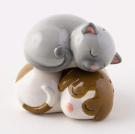 Dog & Cat Salt & Pepper Set in Gift Box Ceramic 2.65" Tall Item CS0077