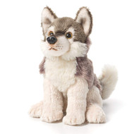 DEMDACO Little Silver Grey Wolf Children's Plush Beanbag Stuffed Animal Toy