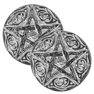 Altar Tile Silver Plated Round - 2 Pack - 3 Inches (Pentagram)