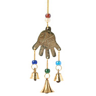 Windchime Brass - Hand of Compassion with Beads - 9.5 Inches Length