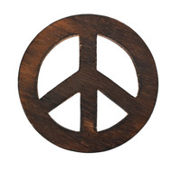 Altar Tile Wooden Carved Round - Single - 4 Inches (Peace)