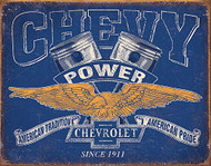 Desperate Enterprises Chevy Power Restricted Tin Sign, 16" W x 12.5" H