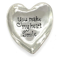Basic Spirit "You Make My Heart Smile" Pewter Heart Trinket Dish Ring Bowl Wedding Gift Box