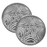 Altar Tile Silver Plated Round - 2 Pack - 3 Inches (Pentagram Moon)