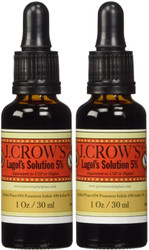 J.CROW'S Lugol's Iodine Solution 5% (1 oz.) Twin Pack (2 bottles)