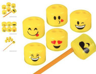 (24) 1.5" Emoji Pencil and Crayon Sharpeners Cute, Fun and Popular