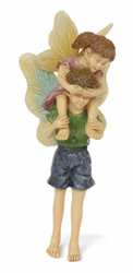 Woodland Knoll Miniature Fairy Garden Piggyback Ride Brother and Sister