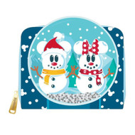 Loungefly X Disney Mickey & Minnie Snow Globe Zip Around Wallet - Cosplay Disneybound Cute Wallets, Blue