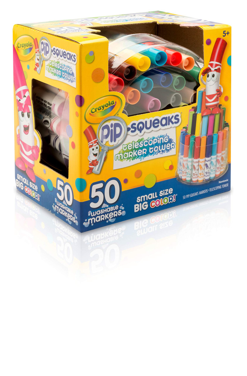 Crayola Pip-Squeaks Telescoping Mini Marker Tower, Washable Markers - 50 markers
