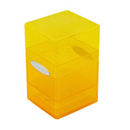 Ultra Pro Glitter Yellow Satin Tower Deck Box: Holds 100+ Cards, Snap-Fit Locking