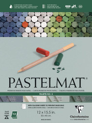 Clairefontaine Pastelmat Glued Pad - Palette No. 5 - (12 x 15 3/4 Inches) 30 x 40 cm - 360g - 12 Sheets - Dark Green, Light Green, White, Dark Blue