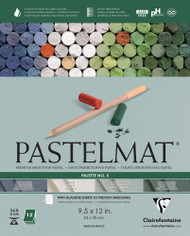 Clairefontaine Pastelmat Glued Pad - Palette No. 5 - (9 1/2 x 12 Inches) 24 x 30 cm - 360g - 12 Sheets - Dark Green, Light Green, White, Dark Blue