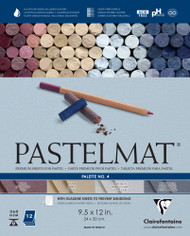 Clairefontaine Pastelmat Glued Pad - Palette No. 4 - (9 1/2 x 12 Inches) 24 x 30 cm - 360g - 12 Sheets - Dark Blue, Light Blue, Wine, Sand