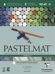 Clairefontaine Pastelmat Glued Pad - Palette No. 5 - (7 x 9 1/2 Inches) 18 x 24 cm - 360g - 12 Sheets - Dark Green, Light Green, White, Dark Blue