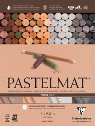 Clairefontaine Pastelmat Glued Pad - Palette No. 2 - (7 x 9 1/2 Inches) 18 x 24 cm - 360g - 12 Sheets - Sienna, White, Brown, Charcoal Grey