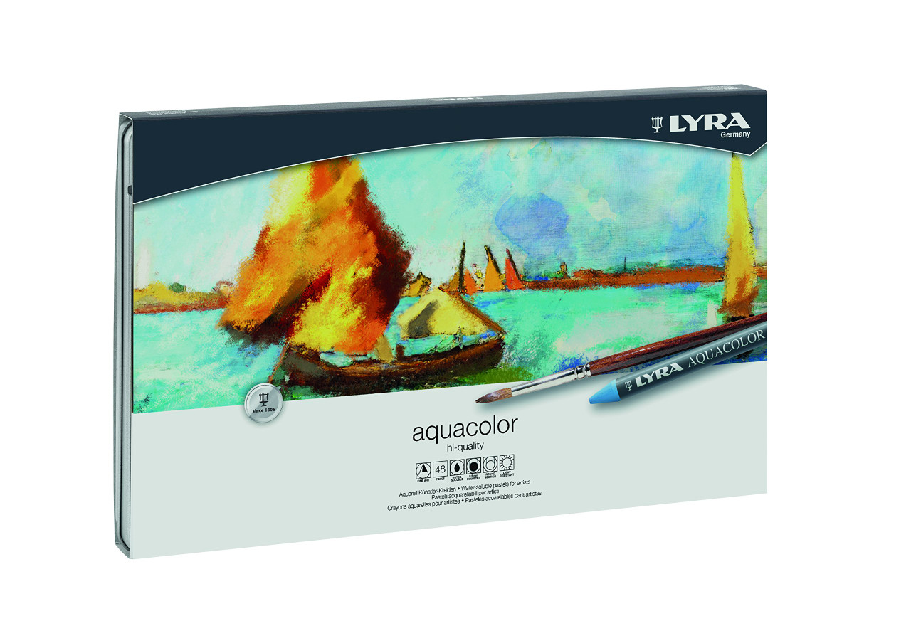 LYRA Aquacolor Wax Crayons - 12 Water Soluble Crayons for Professional and  Student Artists - Highly Pigmented Lightfast Watercolor Crayons for Drawing
