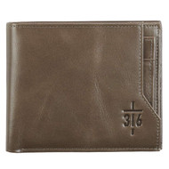 Genuine Leather Wallet for Men | 3:16 Cross  John 3:16 Bible Verse | Classic Taupe Leather Bifold Wallet | Christian Gifts for Men