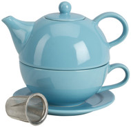 Omniware 1500133 5 Piece Tea For One Teapot Set with An Infuser, Turquoise