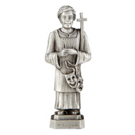 Pewter Catholic Saint St Genesius Statue with Laminated Prayer Card, 3 1/2 Inch
