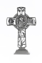 Pewter Catholic Saint St Timothy Pray for Us Standing Cross, 6 Inch