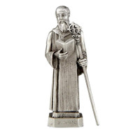 Pewter Catholic Saint St Benedict Statue with Laminated Prayer Card, 3 1/2 Inch