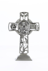 Pewter Catholic Saint St Jude Pray for Us Standing Cross, 6 Inch