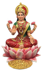 Pacific Trading Lakshmi Hindu Goddess on Lotus Statue Sculpture