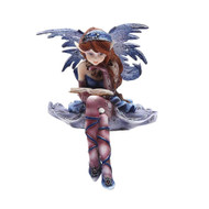 4 Inch Purple Fairy Sitting and Reading a Book Statue Figurine, Blue